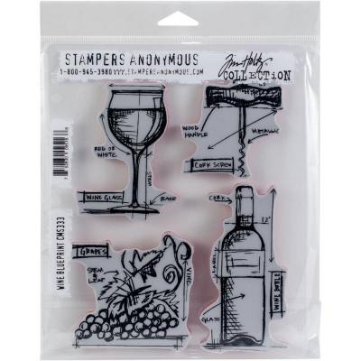 Stampers Anonymous Tim Holtz Cling Stamps - Wine Blueprint
